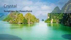  Presentation with vietnam - Presentation theme consisting of scenic-seascape-in-ha-long background and a light blue colored foreground