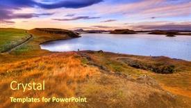  Presentation with scenic - PPT layouts featuring scenic-sunset-at-lake-myvatn background and a tawny brown colored foreground