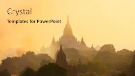  Presentation with myanmar bagan - Cool new PPT layouts with scenic-sunset-with-ananda-temple backdrop and a light gray colored foreground