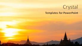  Presentation with myanmar bagan - PPT theme consisting of scenic-sunset-with-ananda-temple background and a blonde colored foreground