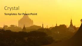 Presentation with myanmar bagan - Beautiful presentation featuring scenic-sunset-with-ananda-temple backdrop and a white colored foreground