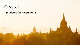  Presentation with myanmar bagan - PPT layouts having scenic sunset with thousands background and a cream colored foreground