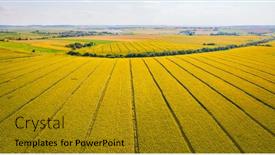  Presentation with earth land - Slide deck with scenic-top-view-of-green background and a gold colored foreground