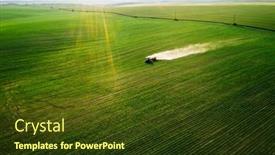  Presentation with agronomy - Amazing PPT theme having scenic-top-view backdrop and a tawny brown colored foreground