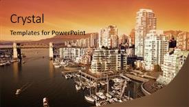  Presentation with vancouver - Audience pleasing PPT layouts consisting of scenic vancouver harbour backdrop and a yellow colored foreground