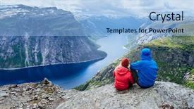 Presentation with popular - PPT theme consisting of scenic view - couple sits on rock background and a light blue colored foreground