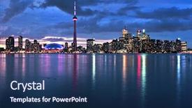  Presentation with city night - Amazing PPT theme having scenic view at toronto city backdrop and a ocean colored foreground