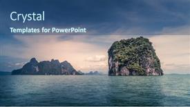  Presentation with chain - Slide set featuring scenic-view-of-an-island background and a ocean colored foreground