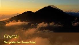  Presentation with volcano - Cool new slide set with scenic view of clouds and mist at sunrise from the top of mount batur kintamani volcano bali indonesia backdrop and a tawny brown colored foreground