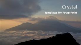  Presentation with volcano - Colorful PPT theme enhanced with the top of mount backdrop and a gray colored foreground