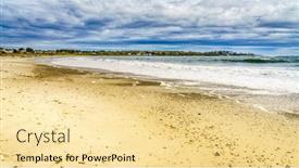  Presentation with maine - Presentation theme having scenic-view-of-coastline background and a blonde colored foreground