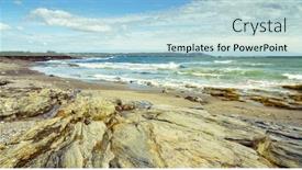  Presentation with scenic - Amazing PPT theme having scenic-view-of-coastline backdrop and a soft green colored foreground