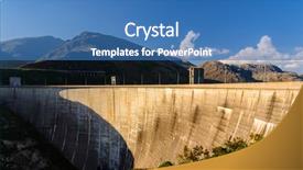  Presentation with dam construction - PPT theme featuring scenic view of dam background and a teal colored foreground