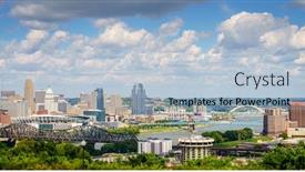  Presentation with bridges - Slides enhanced with scenic-view-of-downtown-cincinnati background and a light blue colored foreground