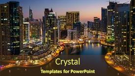  Presentation with uae - PPT theme featuring scenic view of dubai marina in uae after sunset background and a tawny brown colored foreground