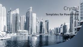  Presentation with uae - Slide deck featuring scenic view of dubai marina in uae background and a light gray colored foreground