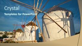  Presentation with cyclades - Slides enhanced with scenic-view-of-famous-mykonos background and a ocean colored foreground