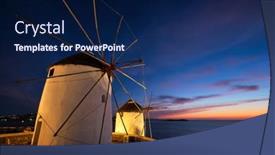  Presentation with cyclades - Slide set having scenic-view-of-famous-mykonos background and a navy blue colored foreground