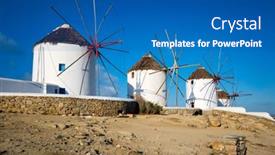  Presentation with cyclades - PPT theme featuring scenic-view-of-famous-mykonos background and a ocean colored foreground