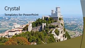  Presentation with scenic - PPT theme featuring scenic view of guaita fortress on monte titano with san marino city in background background and a light blue colored foreground