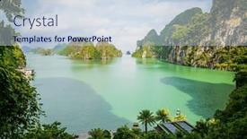  Presentation with vietnam - Theme enhanced with scenic-view-of-ha-long background and a sky blue colored foreground