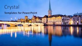  Presentation with scenic - Slide deck consisting of scenic-view-of-historic-zurich background and a light blue colored foreground