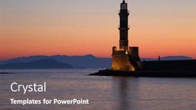  Presentation with lighthouse - Presentation theme with scenic view of lighthouse in chania crete greece background and a gray colored foreground