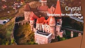  Presentation with scenic - Colorful presentation theme enhanced with scenic-view-of-majestic-corvin backdrop and a tawny brown colored foreground