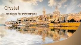  Presentation with scenic - Presentation design featuring scenic view of marsamxett harbour background and a lemonade colored foreground