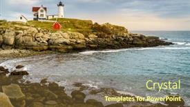  Presentation with scenic - Presentation featuring scenic-view-of-nubble-lighthouse background and a tawny brown colored foreground