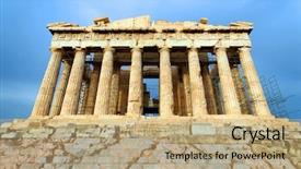  Presentation with scenic - PPT theme with scenic view of parthenon temple background and a coral colored foreground