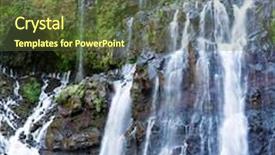  Presentation with waterfalls - Slide deck with scenic view of picturesque waterfalls on river langevin reunion island background and a tawny brown colored foreground