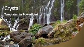  Presentation with waterfalls - Cool new slide deck with scenic view of picturesque waterfalls on river langevin reunion island backdrop and a dark gray colored foreground