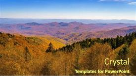  Presentation with blue ridge mountains - Presentation theme featuring scenic-view-of-smoky-mountains background and a tawny brown colored foreground
