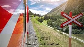  Presentation with train - Amazing slide set having scenic-view-of-swiss-mountain backdrop and a mint green colored foreground