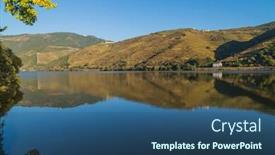  Presentation with river valley - Theme consisting of scenic-view-of-the-douro background and a ocean colored foreground