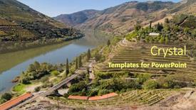  Presentation with river valley - Colorful presentation design enhanced with scenic-view-of-the-douro backdrop and a tawny brown colored foreground