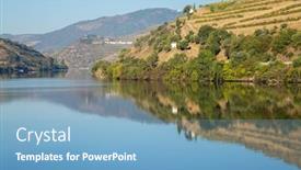  Presentation with river valley - Slides consisting of scenic-view-of-the-douro background and a light blue colored foreground