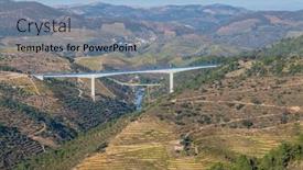  Presentation with river valley - Presentation theme with scenic-view-of-the-douro background and a light blue colored foreground