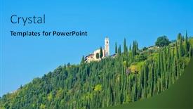  Presentation with tuscany - PPT layouts having scenic view of typical tuscany landscape italy background and a cyan colored foreground