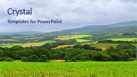  Presentation with agricultural - Colorful slides enhanced with scenic view on summer agricultural landscape in brittany france backdrop and a sky blue colored foreground