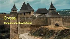  Presentation with rainy day - Beautiful PPT layouts featuring scenic view on ukrainian khotyn fortress on a rainy day backdrop and a tawny brown colored foreground