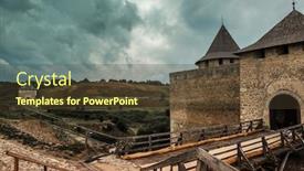  Presentation with rainy day - Beautiful PPT theme featuring scenic-view-on-ukrainian-khotyn backdrop and a tawny brown colored foreground