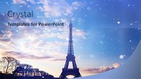  Presentation with eiffel tower - Audience pleasing slide set consisting of scenic-view-to-the-eiffel backdrop and a light blue colored foreground