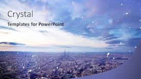  Presentation with snow day - Colorful presentation theme enhanced with scenic-view-to-the-eiffel backdrop and a light blue colored foreground