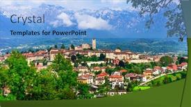  Presentation with scenic - Presentation enhanced with scenic-village-feltre-surrounded background and a light blue colored foreground