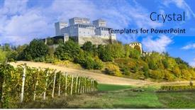  Presentation with vineyards - Theme consisting of scenic-vineyards-and-medieval-castles background and a light blue colored foreground