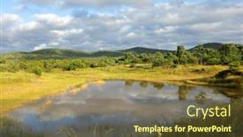  Presentation with south africa - PPT layouts consisting of scenic-water-pond-in-african background and a tawny brown colored foreground