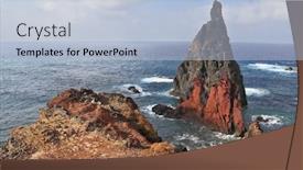  Presentation with island sunset - Colorful slide deck enhanced with scenic windy sunset the eastern tip of the island of madeira red and gray great rock backdrop and a light blue colored foreground