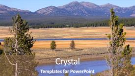  Presentation with yellowstone - Theme having scenic yellowstone river in yellowstone background and a coral colored foreground